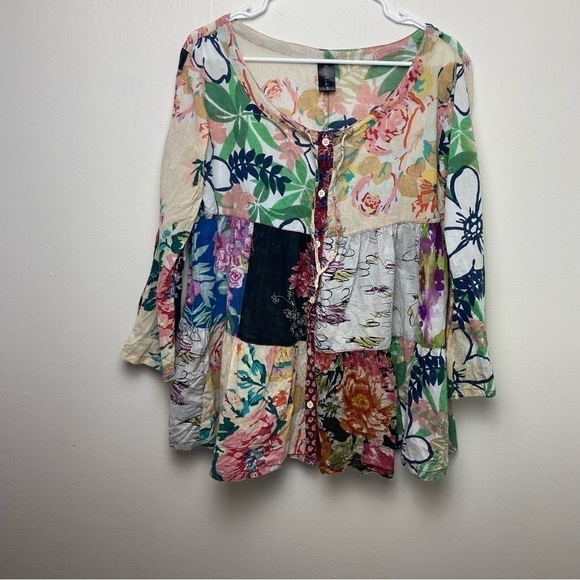 Sacred Threads Boho Patchwork Tiered Top - Picture 11 of 11